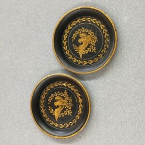 Vintage Black and Gold Eagle Dish/Coasters